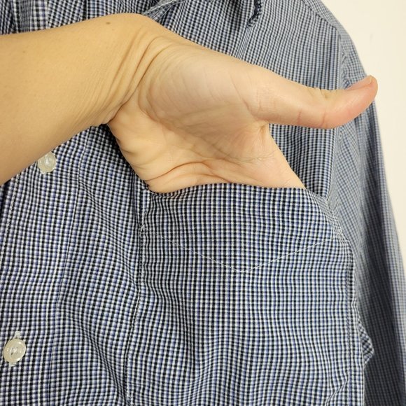 Haggar Clothing Mens Blue Patterned Regular Fit Long Sleeve Button Up Shirts - Picture 4 of 11